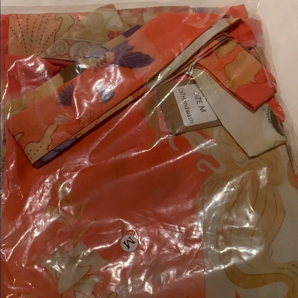 KIMONO MERMAID SEASHELL PRINT MULTI CORAL/PINK COLOR BEAUTIFUL FABRIC - Picture 6 of 7